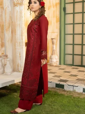 Simt - U3B Maroon Embroidered Lawn Suit for Women - 3 Pcs Set thumbnail 5