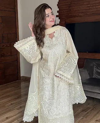 Butter Beige - Women's Stitched Lawn Cotton Embroidered Suit thumbnail 2