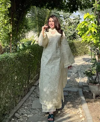 Butter Beige - Women's Stitched Lawn Cotton Embroidered Suit thumbnail 3