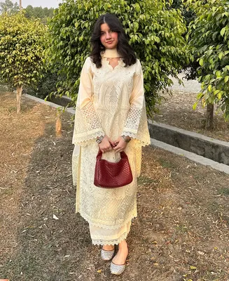 Butter Beige - Women's Stitched Lawn Cotton Embroidered Suit thumbnail 4