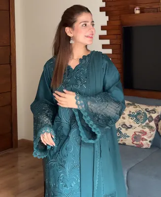Teal Majestique - Lawn Cotton Embroidered Dress thumbnail 4
