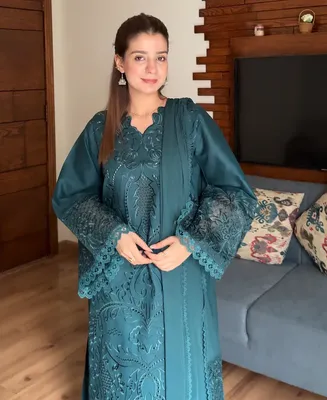 Teal Majestique - Lawn Cotton Embroidered Dress thumbnail 5