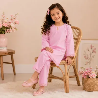 Stylish Girl's Kurta And Trouser Set - 2 Pcs thumbnail 2