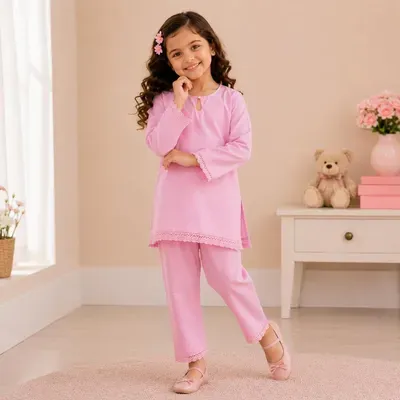Stylish Girl's Kurta And Trouser Set - 2 Pcs thumbnail 6