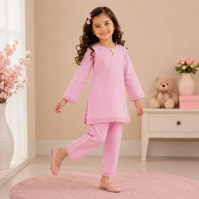 Stylish Girl's Kurta And Trouser Set - 2 Pcs thumbnail 5