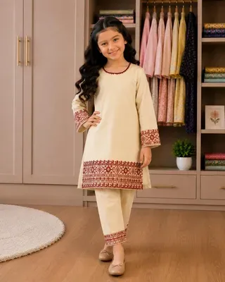 Charming Girl's Cotton Kurta and Trouser Set - 2 Pcs  thumbnail 3