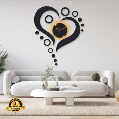 Heart Design Laminated Wall Clock With Backlight