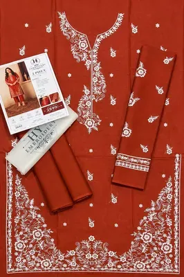 2 Pcs Women's Unstitched Sequins Embroidered Suit thumbnail 2
