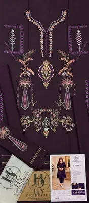 2 Pcs Women's Unstitched Sequins Embroidered Suit thumbnail 2