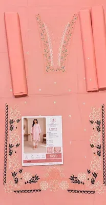 2 Pcs Women's Unstitched Sequins Embroidered Suit thumbnail 2