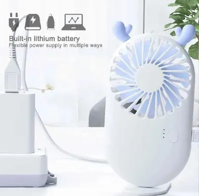 Multicolor Rechargeable Fan - 1 Pc Foldable Portable Design thumbnail 6