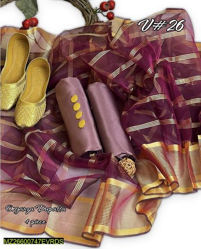 3 Pcs Women Unstitched Kataan Silk Suit