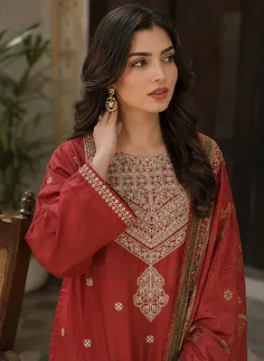 Meherzay 3 Pcs Stitched Women's Embroidered Lawn Suit thumbnail 3