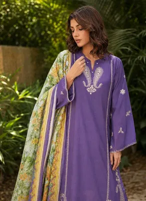 Zimale 3 Pcs Stitched Women's Embroidered Lawn Suit thumbnail 2