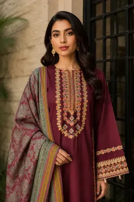 Nargis 3 Pcs Stitched Women's Embroidered Lawn Suit thumbnail 2