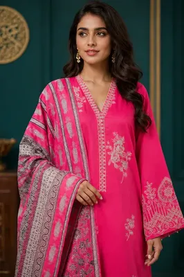 Bahar-e-Naaz 3 Pcs Stitched Women's Embroidered Lawn Suit thumbnail 3