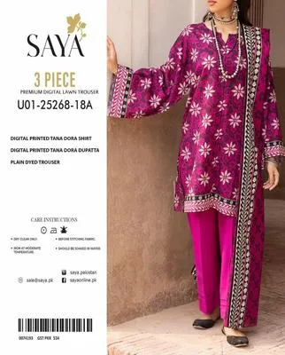 3 Pcs Women's Unstitched Digital Print Suit