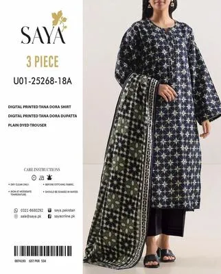 3 Pcs Women's Unstitched Digital Print Suit