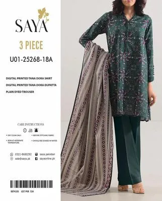 3 Pcs Women's Unstitched Digital Print Suit