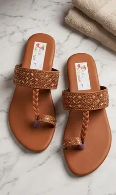 Women Brown Rhinestone Slippers Mustard thumbnail 4