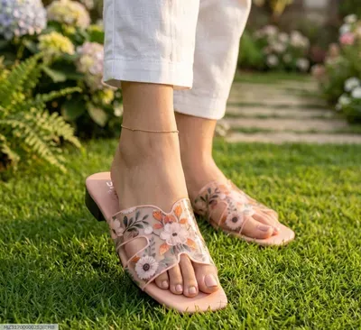 Women Floral Rhinestone Heel Sandals Pink thumbnail 7