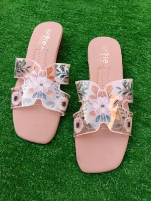 Women Floral Rhinestone Heel Sandals Pink thumbnail 2