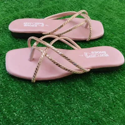 Women's Pink Gold Chain Flat Sandals thumbnail 2