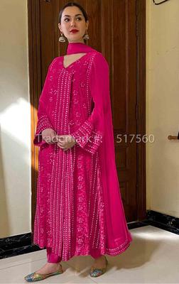 3 Pcs Women's Unstitched Viscose Plain Suit