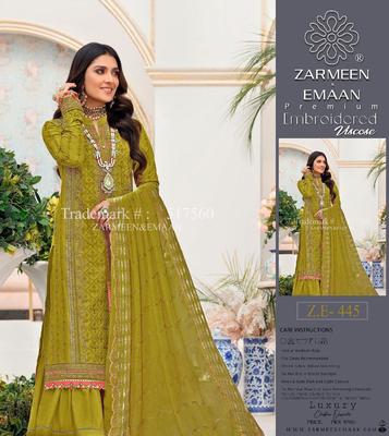 3 Pcs Women's Unstitched Viscose Plain Suit