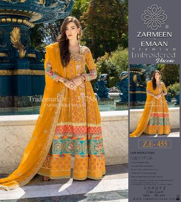 3 Pcs Women's Unstitched Viscose Plain Suit