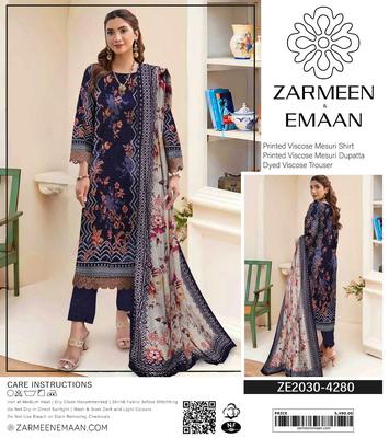 3 Pcs Women's Unstitched Viscose Printed Suit