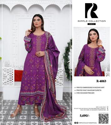 3 Pcs Women's Unstitched Embroidered Suit