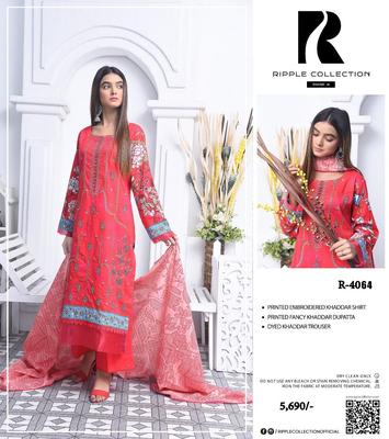 3 Pcs Women's Unstitched Embroidered Suit