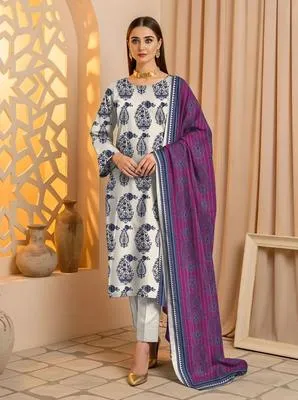 3 Pcs Women's Unstitched Printed Suit