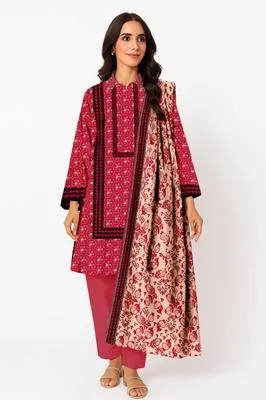 3 Pcs Women's Unstitched Printed Suit