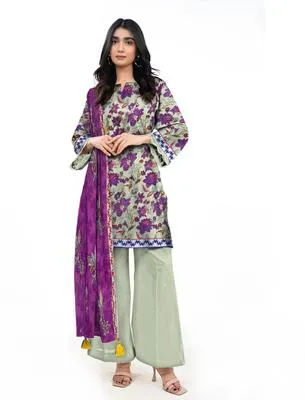 3 Pcs Women's Unstitched Printed Suit
