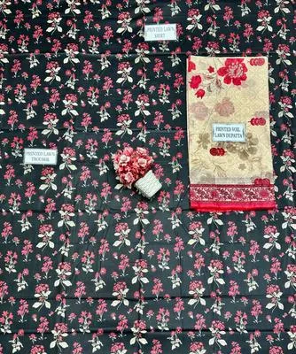 3 Pcs Women's Unstitched Printed Suit