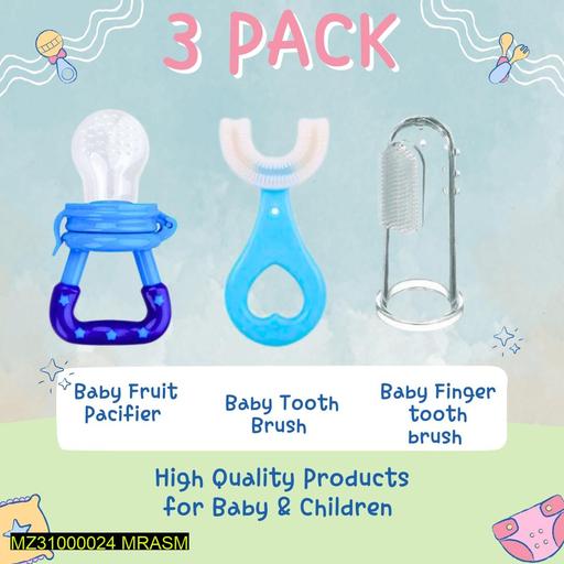Pack Of 3 Baby Pacifier And Tooth Brush Set