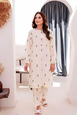 2 Pcs Women's Stitched Embroidered Shirt And Trouser
