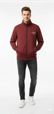 1 Pc Men's Cotton Fleece Embroidered Zipper Hoodie