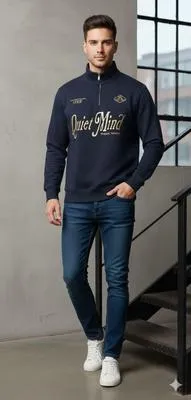 1 Pc Men's Fleece Embroidered Zipper Hoodie