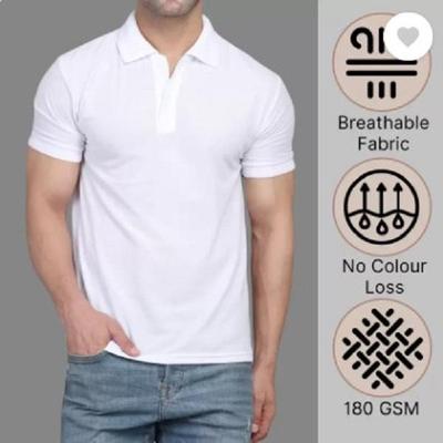 Men's Cotton Plain Polo T-Shirt - 1 Pc Round Neck
