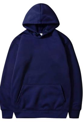 Men's Cotton Plain Round Neck Hoodie - 1 Pc in Blue