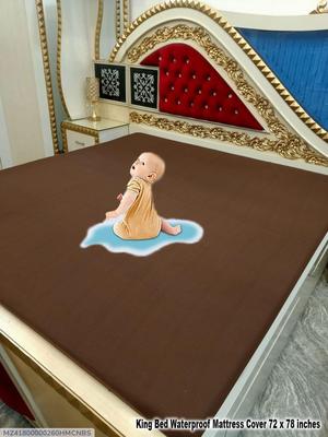 Comfortable Brown Terry Cotton Double Bed Mattress Cover - 1 Pc