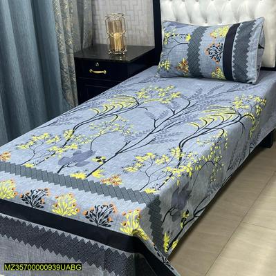 4 Pcs Crystal Cotton Printed Single Bedsheet