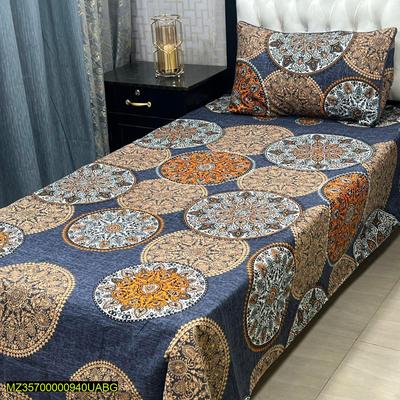 4 Pcs Crystal Cotton Printed Single Bedsheet