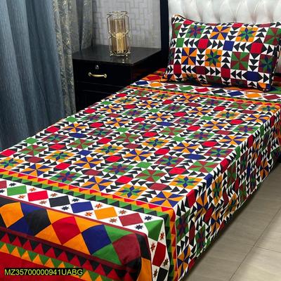 4 Pcs Crystal Cotton Printed Single Bedsheet