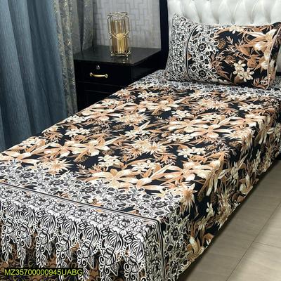 4 Pcs Crystal Cotton Printed Single Bedsheet