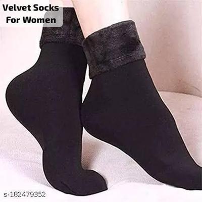 Women's Velvet Plain Socks