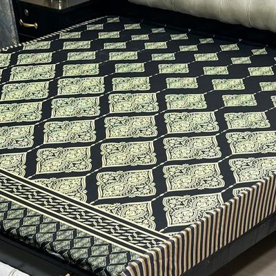 Premium Terry Cotton Waterproof Mattress Cover for Standard King Size - Stylish Printed Design in Bl